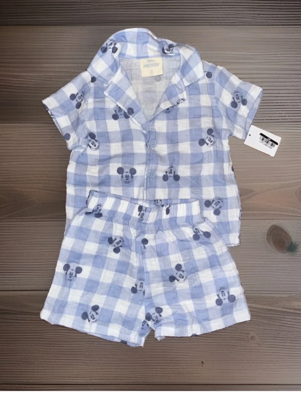 6-Items 18m Bundle Mickey Mouse Thermal Outfit & A2pc Button Up W/Shorts